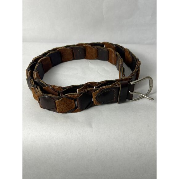 Vintage Belt Tan Brown Woven Leather 46 inches - Picture 1 of 7